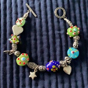 Sterling silver and glass bead bracelet